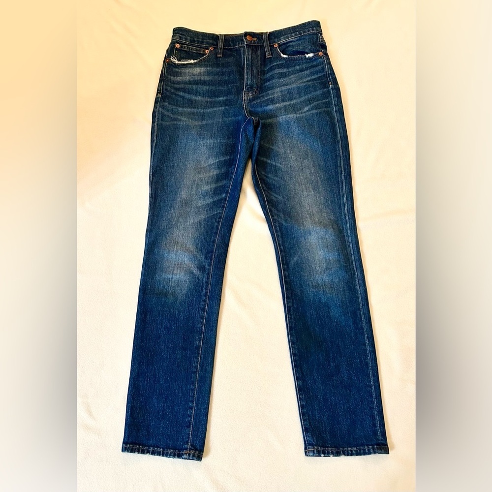 Madewell High Rise Slim BoyJean Size 27 Natural Fading Fray Pockets